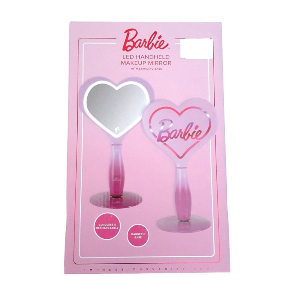 Barbie Pink Valentine's Heart Mirror LED Handheld Makeup Mirror